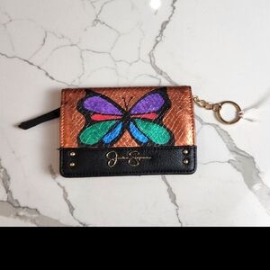 JESSICA SIMPSON COLORFUL FAUX SNAKESKIN BUTTERFLY WALLET NWOT